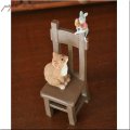 長椅子に座る 猫 と ねずみ 置物 オブジェ ネコ ねこ ねずみ キャット