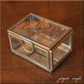 真鍮 ガラス ジュエリーボックス S アンティークゴールド ガラスコレクション ケース 