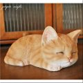眠り猫 子猫 茶トラ 置物 オブジェ 猫 ネコ ねこ キャットオーナメント A