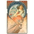アルフォンス ミュシャ ポストカード Alphonse Mucha 四芸術 絵画 ドイツ製 グリーティングカード