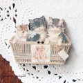 猫とカゴ フランス 製 木製ボタン アトリエ ボヌール ドゥ ジュール