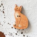 ねこ フランス 製 木製ボタン アトリエ ボヌール ドゥ ジュール ネコ 猫 斜め2.5cm