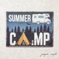 SUMMER CAMP サマーキャンプ アンティーク調 メタルプレート キャンプ