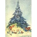 クリスマスカード エリカ ・ フォン ・ ケーガー  キリストの子供と天使と森の動物たち クリスマス アート ポストカード スイス 製 グリーティングカード 絵はがき アンティーク調