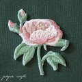 オールド ローズ 刺繍 アイロン ワッペン 植物 バラ 薔薇 アップリケ