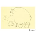 パブロ ピカソ 雌豚 と 子豚 ドローイング Pablo Picasso ポストカード フランス 製 グリーティングカード 絵はがき 