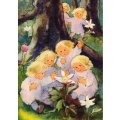 ミリ・ウェーバー 来て見て、アネモネの花が咲いてる スイス 製 ポストカード グリーティングカード 絵はがき アンティーク調 花 アネモネ 妖精