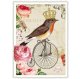 ヨーロッパコマドリ ドイツ 製 ポストカード ラメ グリーティングカード 絵はがき アンティーク調 コマドリ 小鳥