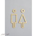 ブラスサイン 真鍮 ライン トイレット Toilet line sign plate brass  アンティーク調 トイレ