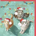 クリスマス  3匹の猫 グリーティングカード イギリス 製  ポストカード 絵はがき ねこ ネコ