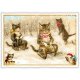 クリスマス ソリを楽しむ猫たち ドイツ 製 ポストカード キジトラ 猫 ねこ ラメ クリスマスカード グリーティングカード