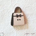 水玉のハンドバッグ フランス 製 木製ボタン アトリエ ボヌール ドゥ ジュール 