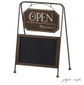 ルエール・サインボード  OPEN＆CLOSE 両面  プレート 黒板 スタンド アイアン アビテ
