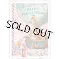 Happy Postcrossing ドイツ 製 ポストカード ラメ グリーティングカード 絵はがき アンティーク調 ポストクロッシング