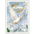 ハト PEACE ドイツ 製 ポストカード ラメ グリーティングカード 絵はがき アンティーク調 平和 鳩