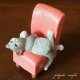 ソファ だらだらチェアキャット レッド  猫  プティフレンズ ダイカイ ミニチュア 置物 オブジェ ネコ ねこ ネコ 