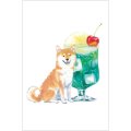 村田なつか 夏・しばいぬとおいしい夏ポストカード クリームソーダ 日本 製 ポストカード  グリーティングカード 絵はがき 柴犬 犬  しばいぬ 暑中見舞い