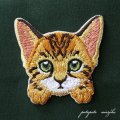 ベンガル 猫  刺繍 シール ＆ アイロン ワッペン アップリケ ステッカー 猫 ねこ ネコ 子猫