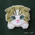スコティッシュフォールド  刺繍 シール ＆ アイロン ワッペン アップリケ ステッカー 猫 ねこ ネコ 子猫