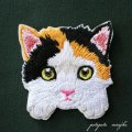 三毛猫 ミケ猫  刺繍 シール ＆ アイロン ワッペン アップリケ ステッカー 猫 ねこ ネコ ミケ 子猫