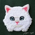 ラグドール 白猫 刺繍 シール ＆ アイロン ワッペン アップリケ ステッカー 猫 ねこ ネコ シロネコ 子猫
