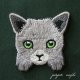 ロシアンブルー  刺繍 シール ＆ アイロン ワッペン アップリケ ステッカー 猫 ねこ ネコ 子猫