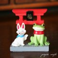 Copeau コポー  お稲荷キツネとカエル 置物 ダイカイ オブジェ カエル  きつね キツネ 神社 鳥居