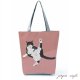 ハチワレ 猫 トートバッグ  ファスナー付き エコバッグ  雑貨  ねこ ネコ