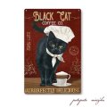 クロネコ コック  猫 メタルプレート ブリキ看板 アンティーク調  ねこ ネコ 黒猫 コーヒー カフェ