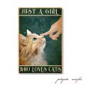 ノルウェージャンフォレスト 猫  JUST A GIRL メタルプレート ブリキ看板 アンティーク調  ねこ ネコ