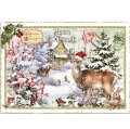 クリスマス トナカイ  ドイツ 製 ポストカード ラメ ウサギ うさぎ クリスマスカード グリーティングカード