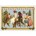 クリスマス 猫のパーティー ドイツ 製 ポストカード ネコ ねこ ラメ クリスマスカード グリーティングカード