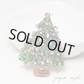 クリスマス ツリー  ブローチ  ラインストーン  ピンバッジ パーティー  ディスプレイ