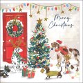 クリスマス 赤い扉のお家と犬たち グリーティングカード イギリス 製  ポストカード クリスマスカード 犬 ドック