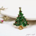 クリスマス ツリー  ブローチ  ロール ラインストーン  ピンバッジ パーティー  ディスプレイ
