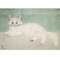 藤田嗣治 白猫  ポストカード  スイス 製   グリーティングカード 絵はがき シロネコ ネコ 猫 ねこ