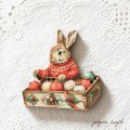 クリスマス飾りの準備をするうさぎ フランス 製 木製ボタン アトリエ ボヌール ドゥ ジュール うさぎ ウサギ クリスマス