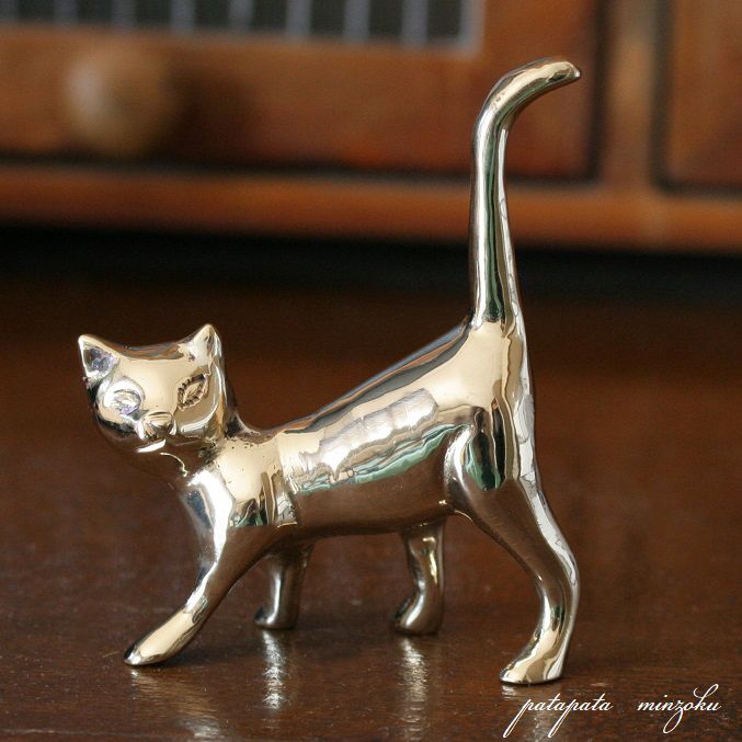 画像1: 真鍮 キャット ブラス ペーパーウェイト インブルーム オブジェ  置物 ねこ ネコ 猫  雑貨 STANDING CAT