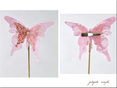 画像1: バタフライクリップ ＆ ピック 6個セット ピンク 蝶