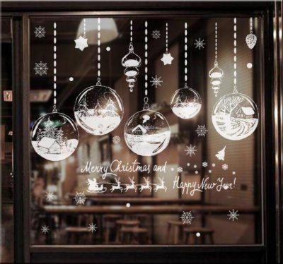 画像1: クリスマス ガラスフィルム ウォールステッカー G クリスマスステッカー インテリアシール クリスマスツリー オーナメント 壁紙 窓 装飾 