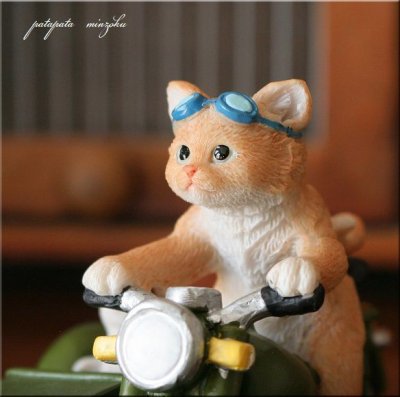画像2: バイク と サイドカー 猫 と ねずみ  置物 オブジェ ネコ ねこ キャット