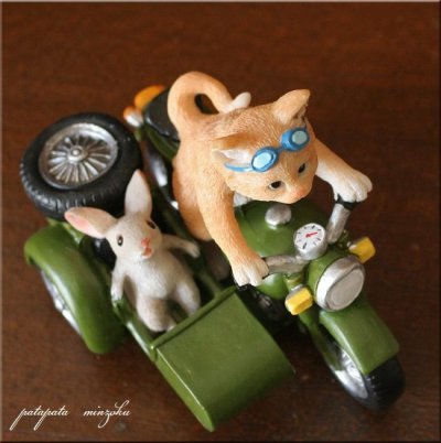 画像3: バイク と サイドカー 猫 と ねずみ  置物 オブジェ ネコ ねこ キャット