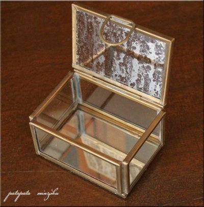 画像2: 真鍮 ガラス ジュエリーボックス S アンティークゴールド ガラスコレクション ケース 