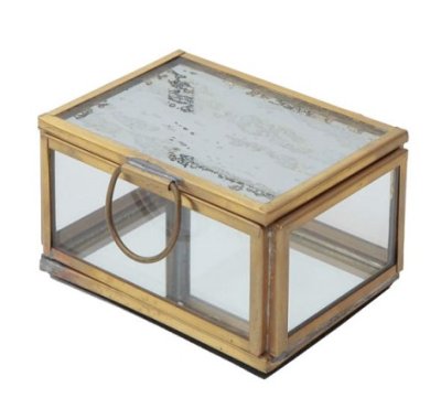 画像3: 真鍮 ガラス ジュエリーボックス S アンティークゴールド ガラスコレクション ケース 