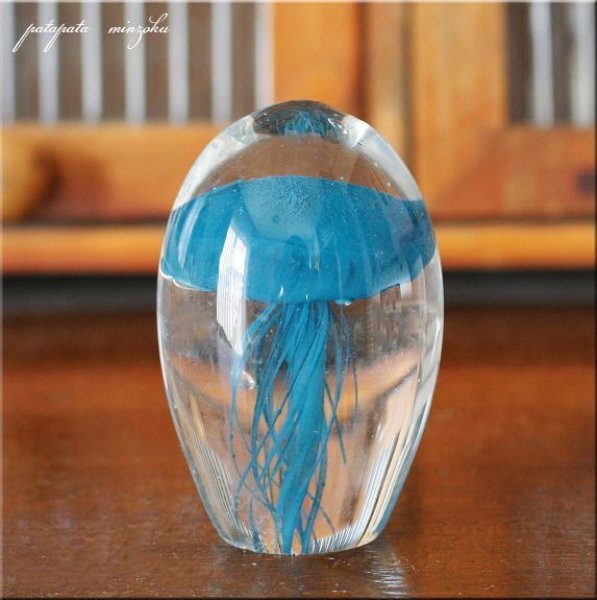 画像1: ジェリーフィッシュ ブルー クラゲ クラフトガラスワーク (1)