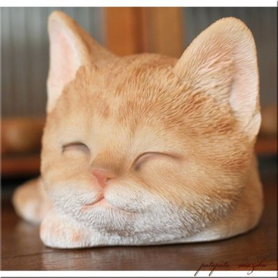 画像3: 眠り猫 子猫 茶トラ 置物 オブジェ 猫 ネコ ねこ キャットオーナメント A