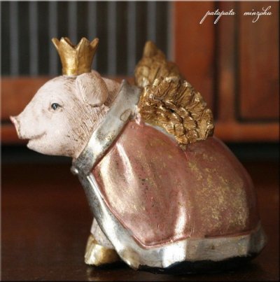 画像1: エンジェルピッグ マント アンティーク調 子豚 天使の子豚
