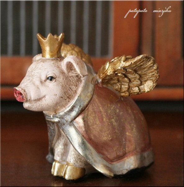 画像1: エンジェルピッグ マント アンティーク調 子豚 天使の子豚 (1)