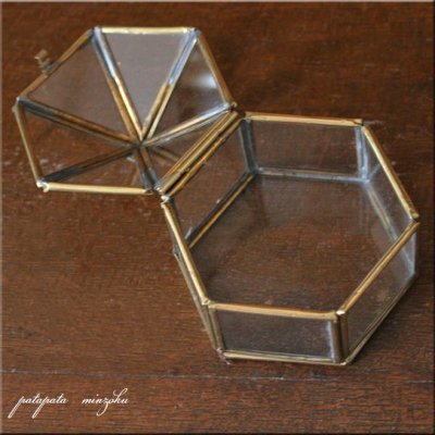 画像2: 真鍮 六角 ガラスボックス S ケース アンティーク調 ブラス