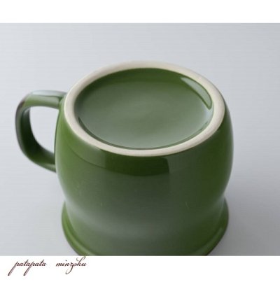 画像3: 塗り分け グリーン&イエロー マグ 4点セット ホーロー風 マグカップ 磁器 陶器